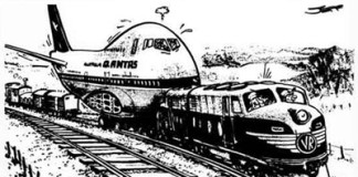A large, two-engined train was making it’s way across America…