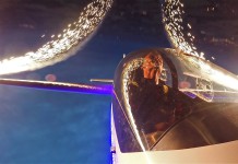 Gliding with fireworks