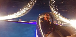 Gliding with fireworks