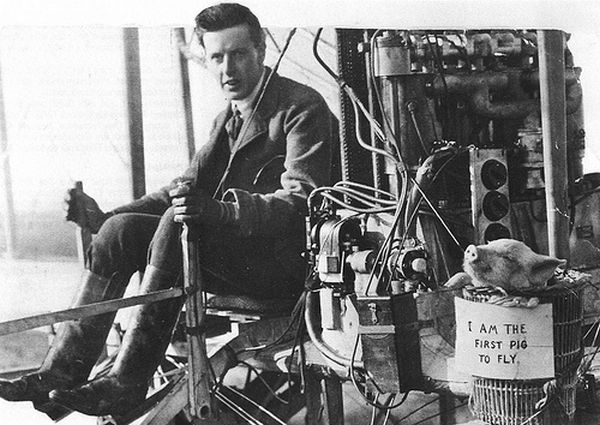 Claude Moore-Brabazon and the first pig to fly