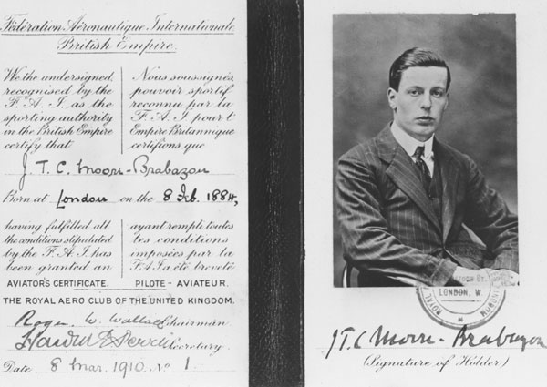 Royal Aero Club License No. 1, issued to Claude Moore-Brabazon (photo RAF Museum)