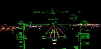 HUD view of 737 night landing