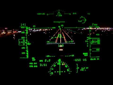 HUD view of 737 night landing - Aviation Humor