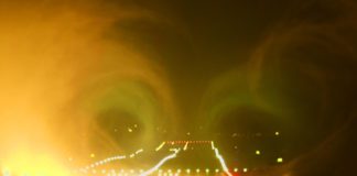 Beautiful freezing fog vortices at night