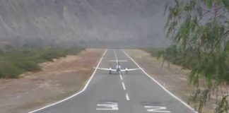 The runway is so short they run up their engines to full power while on the taxiway