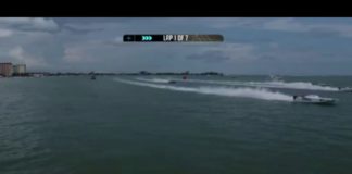 Drone way too close filming offshore boat race