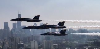 Blue Angels high-rise flyby in Chicago