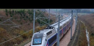 French train escorted by jet fighters