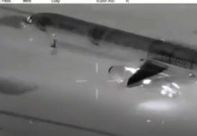 Boeing 757 landing as seen from a thermal imaging camera