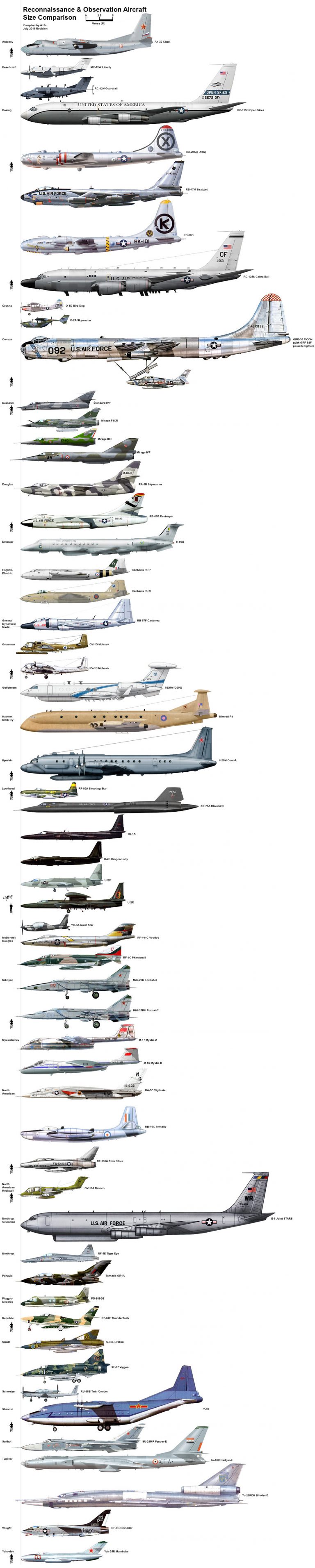 Reconnaissance + Observation Aircraft Size Comparison - Aviation Humor