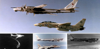 F-14 Tomcats intercepting Soviet Tu-95s