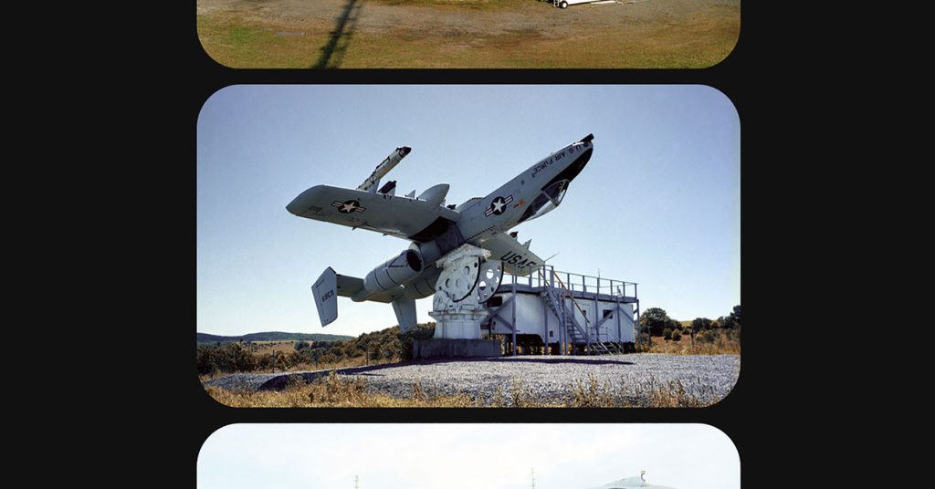 US Military Aircraft Upside Down On Pedestal