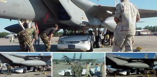 Police Car Gets Owned By F-15 Fighter Jet