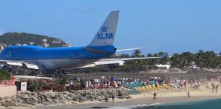 KLM Boeing 747 Airplane Amazing Jet Blast at Maho Beach, St. Maarten KLM 747 Airplane Extreme Jet Blast at Maho Beach, St. Maarten
