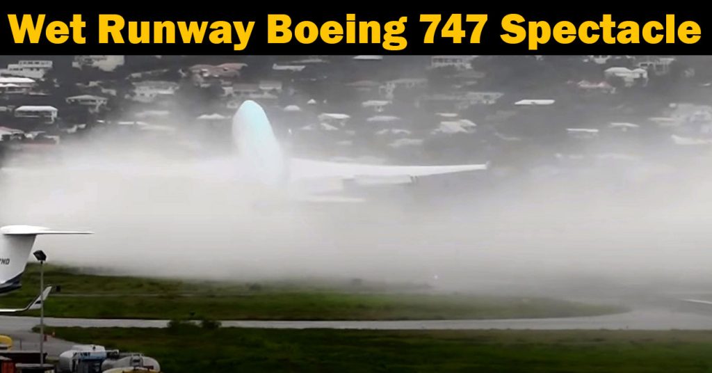 Awesome Boeing 747 Wet Runway Takeoff From Princess Juliana Int'l Airport