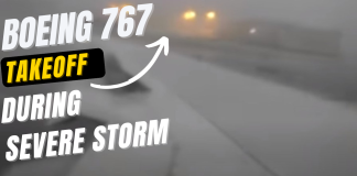Boeing 767 takeoff during a severe storm! Boeing 767 takeoff during a severe storm