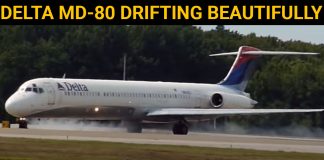 Delta Airlines McDonnell Douglas MD-80 Airplane Skidding Beautifully on Takeoff Delta Airlines McDonnell Douglas MD-80 Airplane Skidding Beautifully on Takeoff