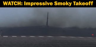 Very smoky departure! USAF B-52 Stratofortress impressive take-off! B-52 Stratofortress impressive take-off!