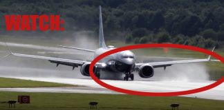 Boeing 737 Impressive Reverse Thrust On Wet Runway Boeing 737 Impressive Reverse Thrust On Wet Runway