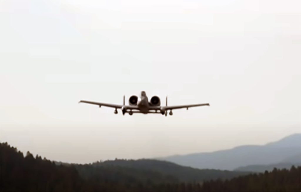 Two A-10 Thunderbolt fly by