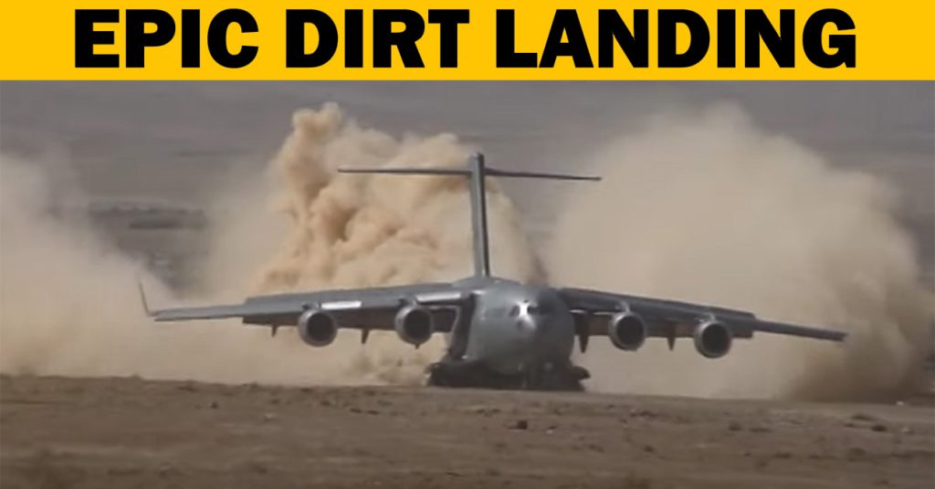 Boeing C-17 Landing On Dirt Runway