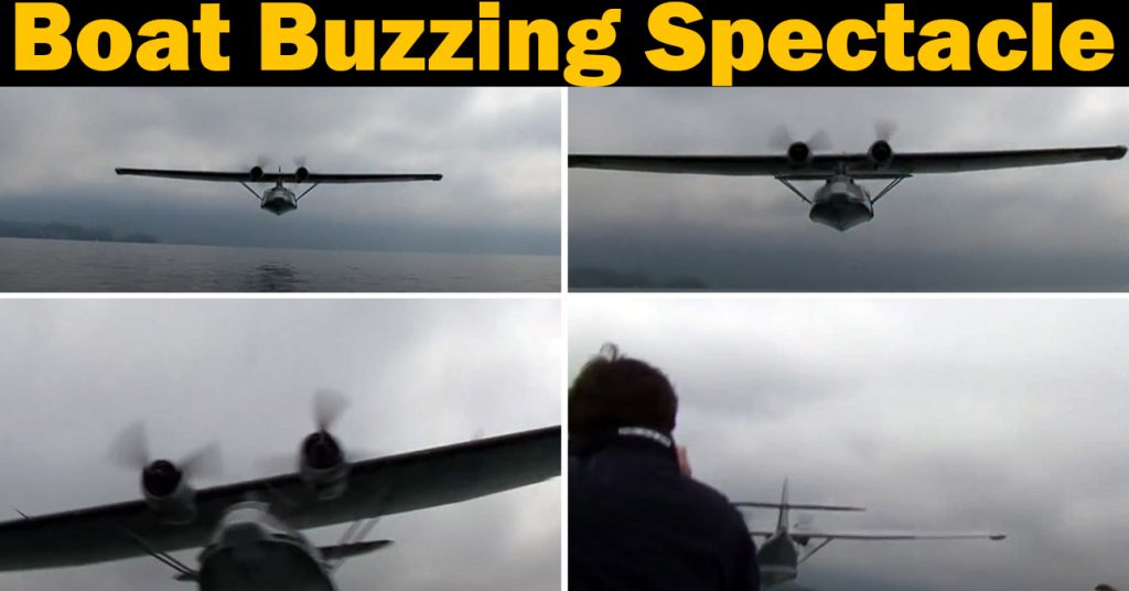 Catalina Flying Boat Buzzing Boaters Head On