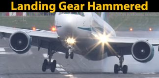 Somewhere a group of engineers are patting themselves on the back! That airplane landing gear took one heck of a punishment, but did its job!