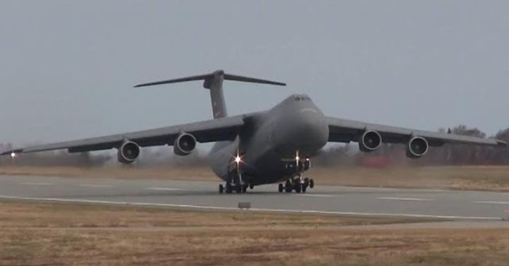 Extremely Loud C-5 Galaxy Airplane Takeoff