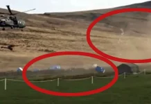Downwash From A Low Flying Helicopter Takes Out Portable Toilets Royal Navy Merlin helicopter