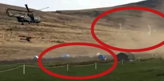 Downwash From A Low Flying Helicopter Takes Out Portable Toilets Royal Navy Merlin helicopter