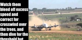 Epic DC-6 Dirt Landing! Douglas DC-6 Airplane Dirt Landing