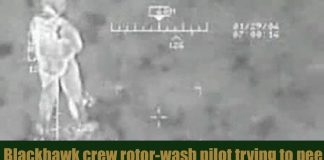 Blackhawk helicopter crew rotor-wash a fellow pilot trying to take care of business Blackhawk helicopter crew rotor-wash a fellow pilot trying to take care of business