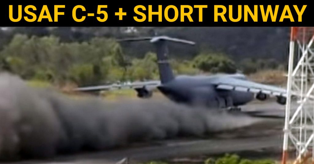 USAF C-5 Galaxy Aircraft Take Off From A Short Runway