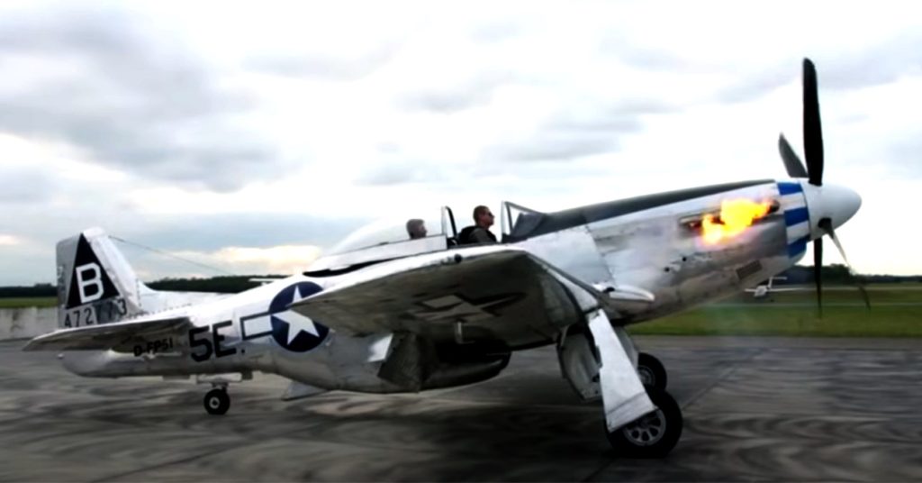 P-51 Mustang Spitting Fire On Startup